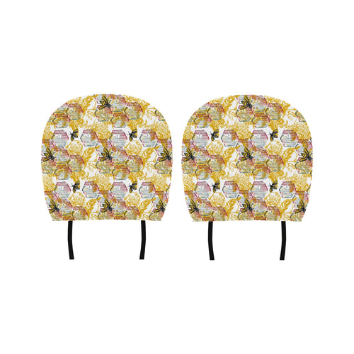 Cool Bee honeycomb leaves pattern Car Headrest Cover