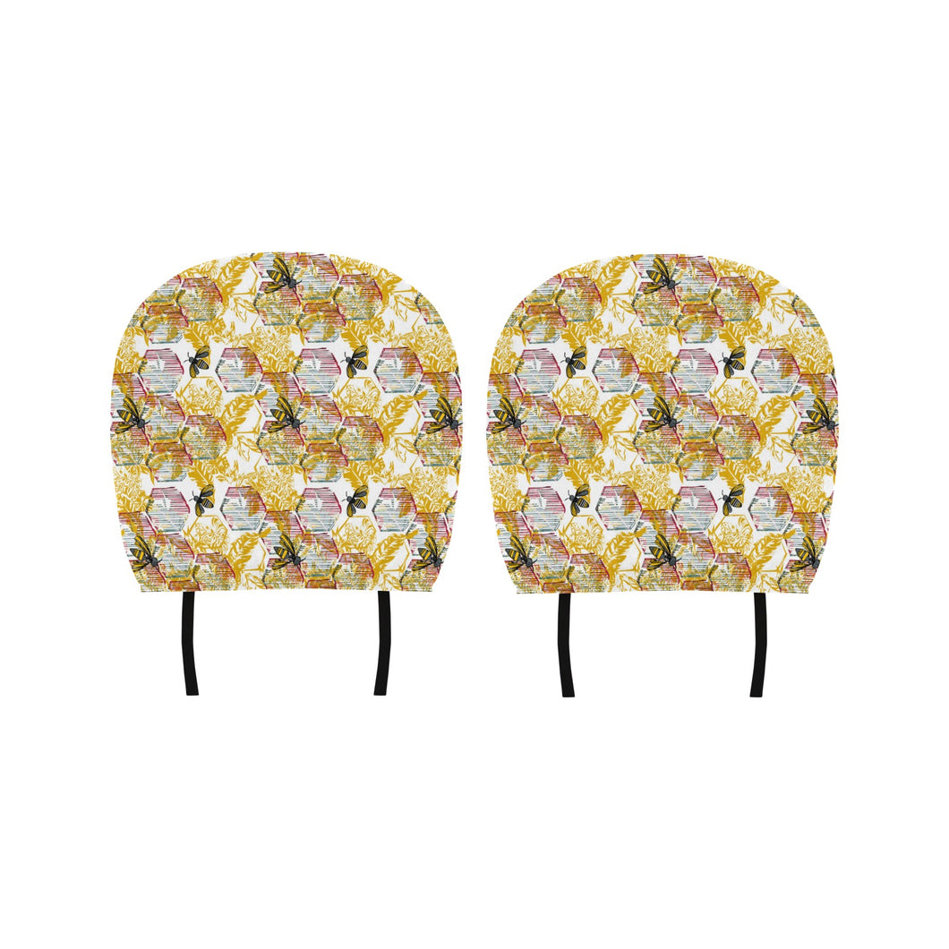 Cool Bee honeycomb leaves pattern Car Headrest Cover