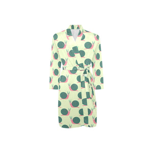 Snail Pattern Print Design 04 Men's Long Sleeve Belted Night Robe