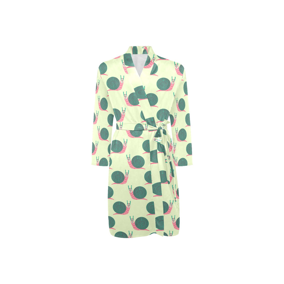 Snail Pattern Print Design 04 Men's Long Sleeve Belted Night Robe