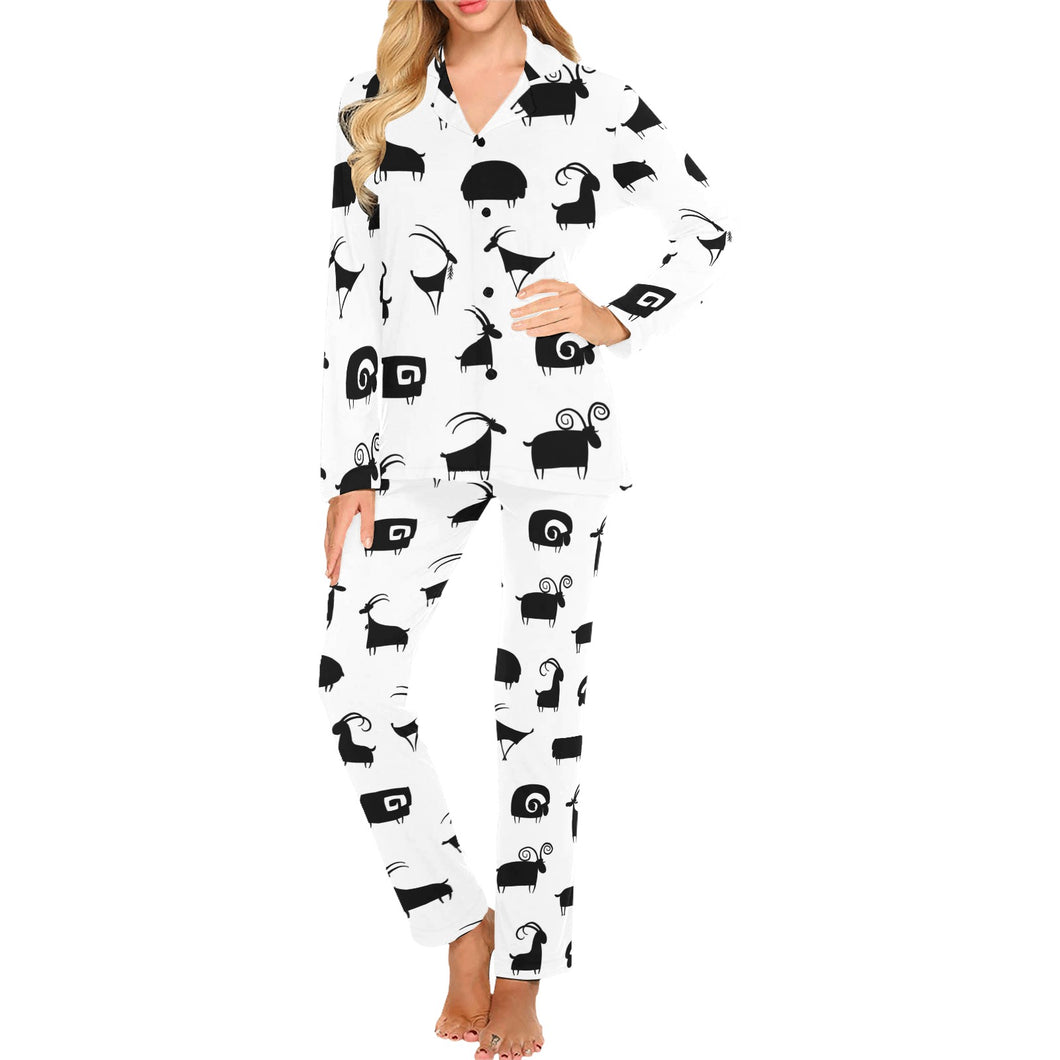 Goat ram pattern Women's Long Pajama Set