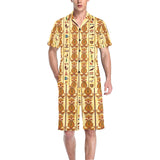 Egypt Hieroglyphics Pattern Print Design 04 Men's V-Neck Short Pajama Set