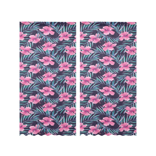 Hibiscus Pattern Print Design 05 Gauze Curtain