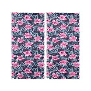 Hibiscus Pattern Print Design 05 Gauze Curtain