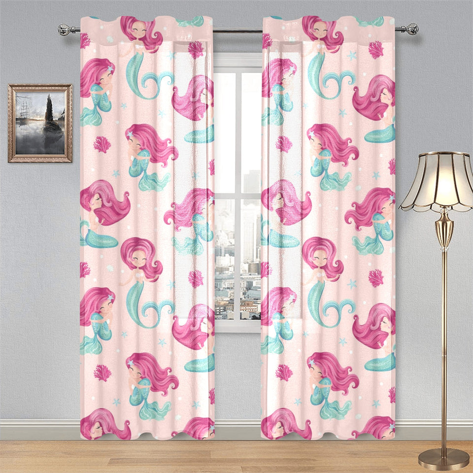 Cute little mermaid pattern Gauze Curtain