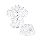 Math Pattern Print Design 03 Kids' Boys' Girls' V-Neck Short Pajama Set