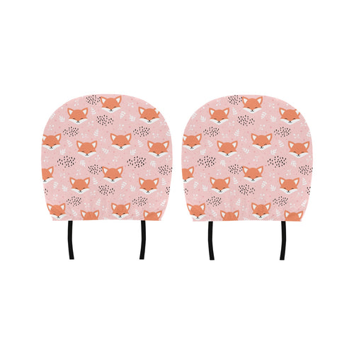 Cute fox pattern pink background Car Headrest Cover