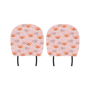 Cute fox pattern pink background Car Headrest Cover