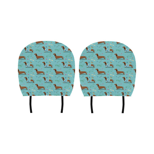 Dachshund decorative background Car Headrest Cover
