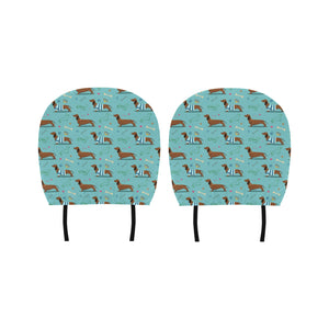 Dachshund decorative background Car Headrest Cover