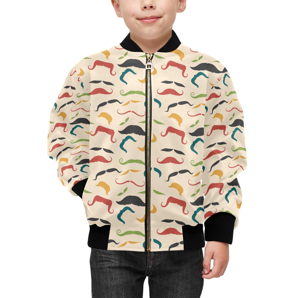 Mustache Beard Pattern Print Design 03 Kids' Boys' Girls' Bomber Jacket
