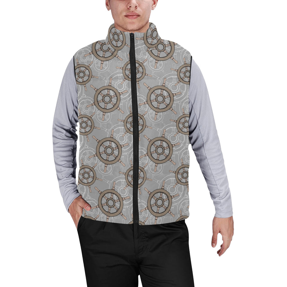 nautical wood steering wheel pattern Men's Padded Vest