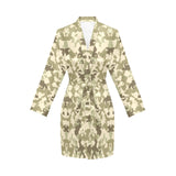 Light Green camouflage pattern Women's Long Sleeve Belted Night Robe