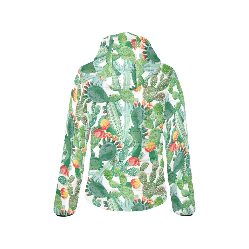 Cactus design pattern copy Women's Padded Hooded Jacket