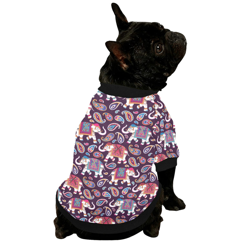Elephant indian style ornament pattern All Over Print Pet Dog Round Neck Fuzzy Shirt
