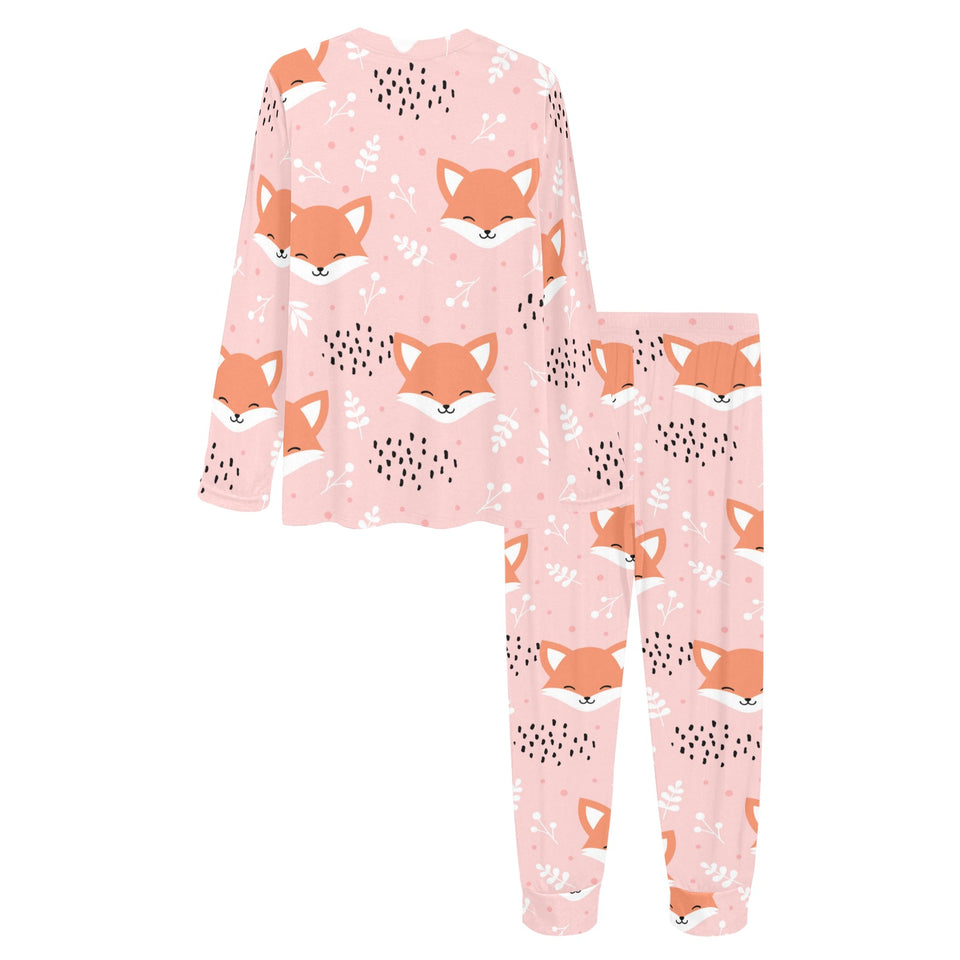 Cute fox pattern pink background Women's All Over Print Pajama Set