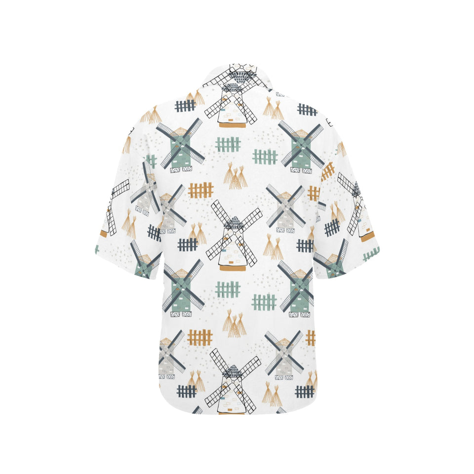 windmill pattern Women's All Over Print Hawaiian Shirt