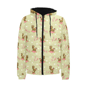 Yorkshire Terrier Pattern Print Design 01 Men's Padded Hooded Jacket
