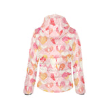 Hand drawn heart design pattern Women's Padded Hooded Jacket