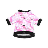 Pink flamingo flower pattern All Over Print Pet Dog Round Neck Fuzzy Shirt