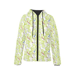 Tennis Pattern Print Design 01 Women's Padded Hooded Jacket