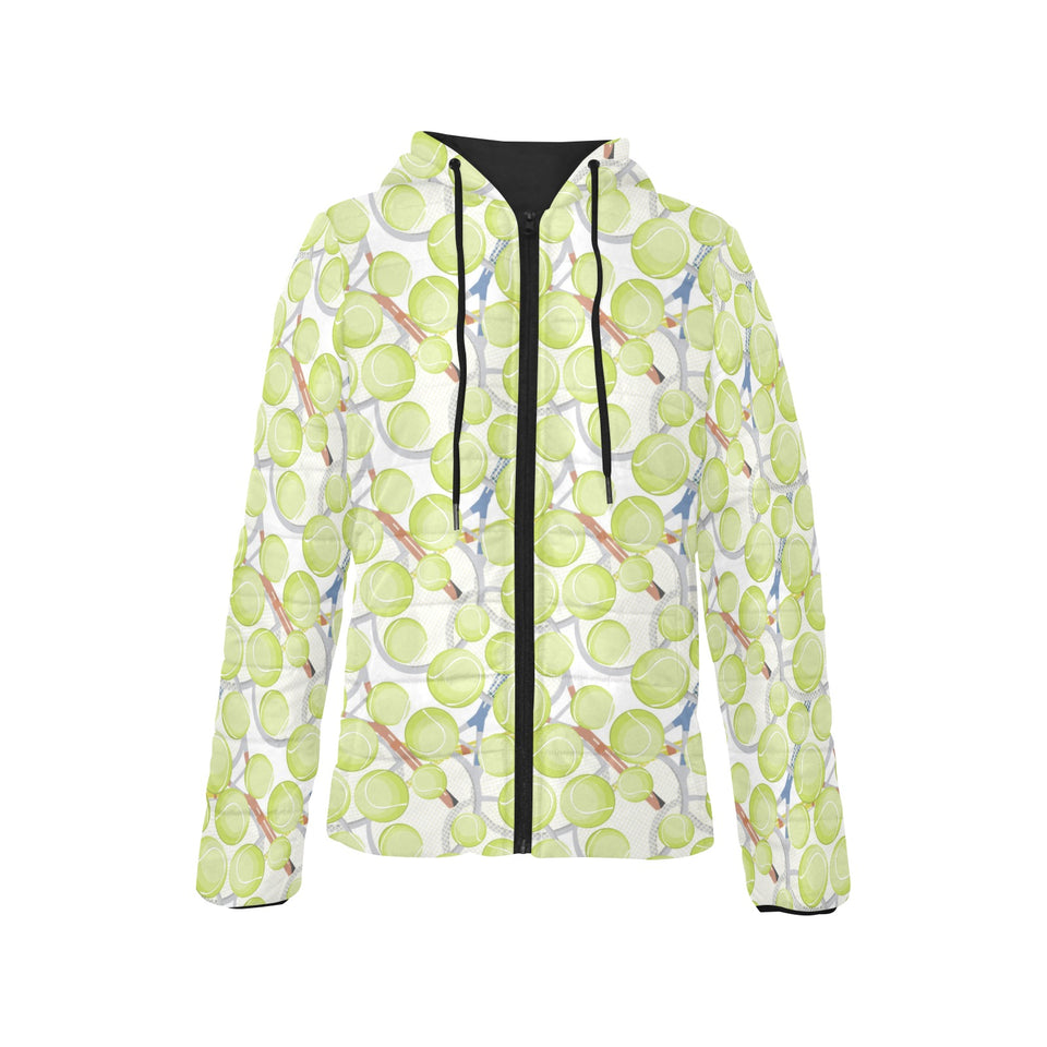 Tennis Pattern Print Design 01 Women's Padded Hooded Jacket