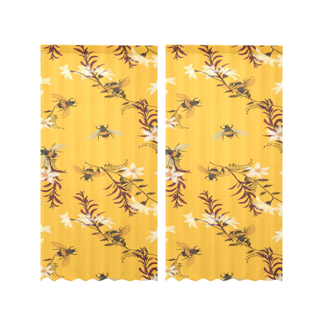 Bee flower pattern Gauze Curtain
