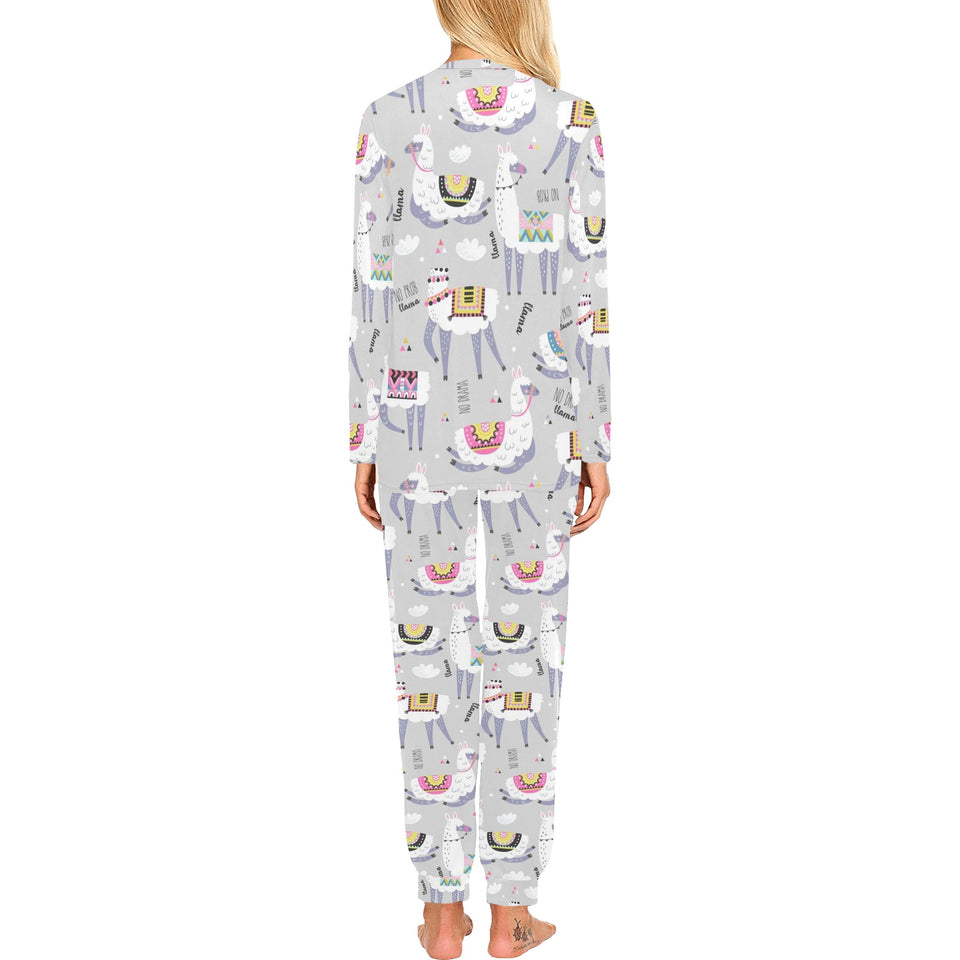 Cute Llama Alpaca pattern Women's All Over Print Pajama Set