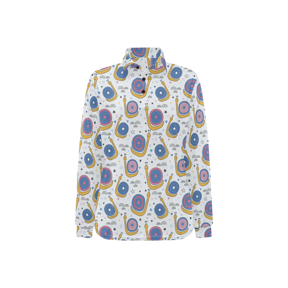 Snail Pattern Print Design 05 Women's Long Sleeve Polo Shirt