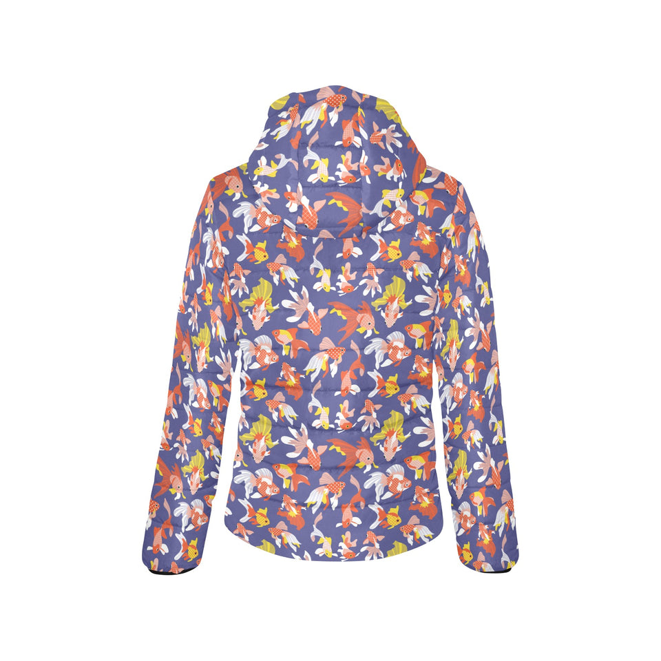 Goldfish Pattern Print Design 04 Women's Padded Hooded Jacket