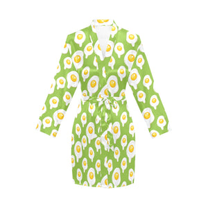 Fried Eggs Pattern Print Design 01 Women's Long Sleeve Belted Night Robe