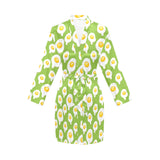 Fried Eggs Pattern Print Design 01 Women's Long Sleeve Belted Night Robe