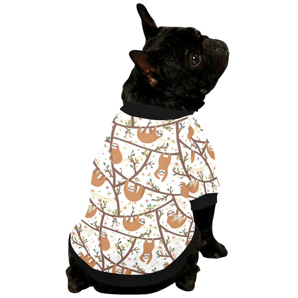 Sloths hanging on the tree pattern All Over Print Pet Dog Round Neck Fuzzy Shirt