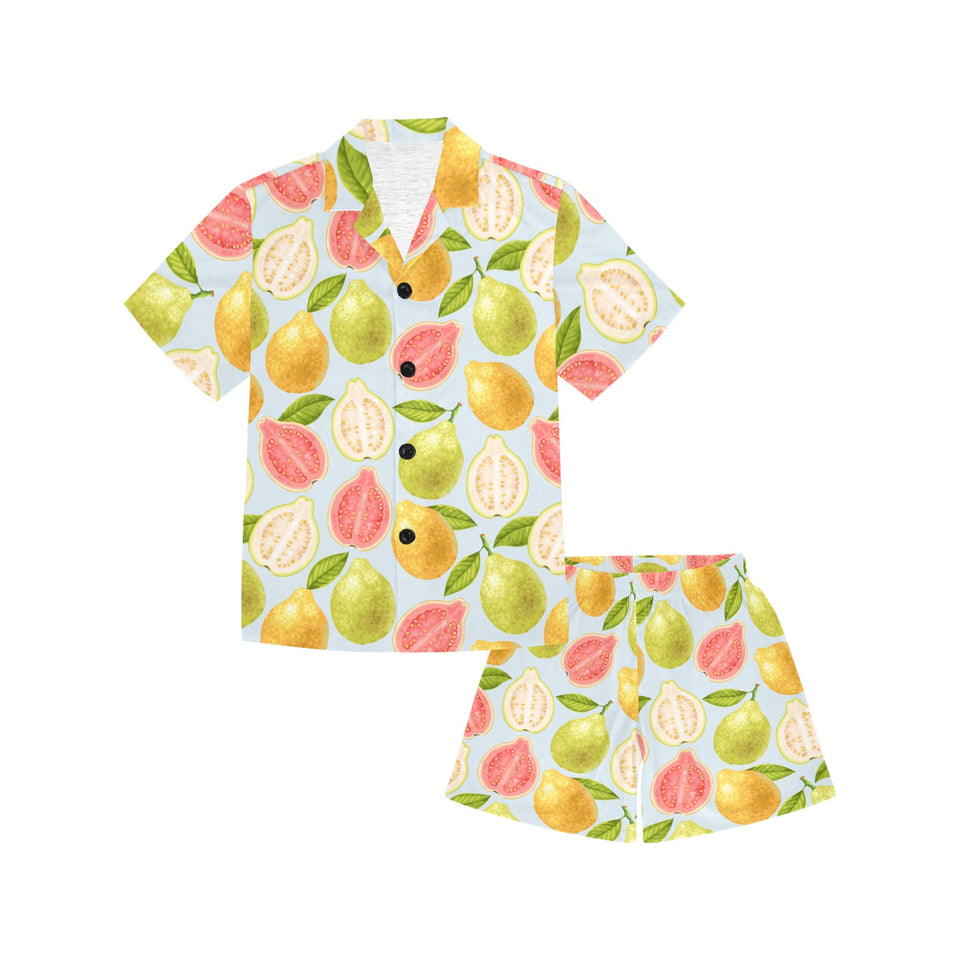 Guava design pattern Kids' Boys' Girls' V-Neck Short Pajama Set