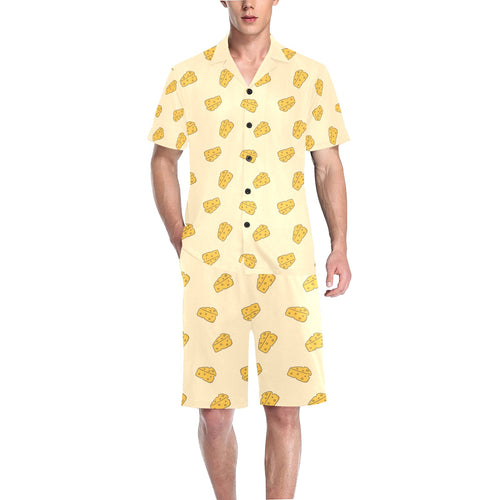 Cheese pattern Men's V-Neck Short Pajama Set