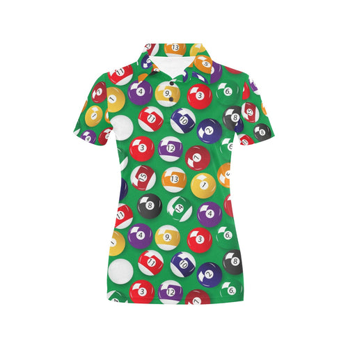Billiard Ball Pattern Print Design 02 Women's All Over Print Polo Shirt