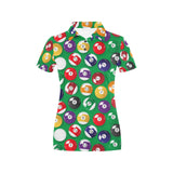 Billiard Ball Pattern Print Design 02 Women's All Over Print Polo Shirt