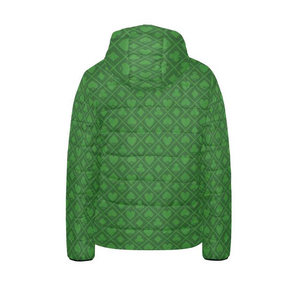 Casino Cards Suits Pattern Print Design 04 Kids' Boys' Girls' Padded Hooded Jacket