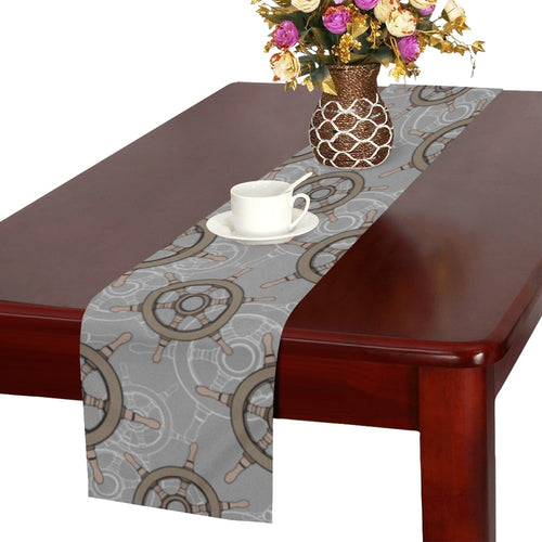 nautical wood steering wheel pattern Table Runner