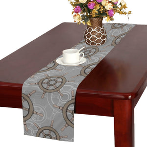 nautical wood steering wheel pattern Table Runner