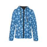Airplane pattern in the sky Women's Padded Hooded Jacket