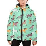 Colorful horses pattern Kids' Boys' Girls' Padded Hooded Jacket