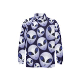 Alien Pattern Print Design 01 Men's Long Sleeve Polo Shirt