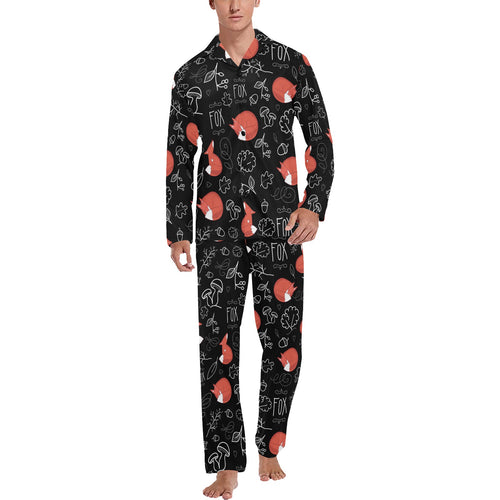fox sleeping fox pattern Men's Long Pajama Set
