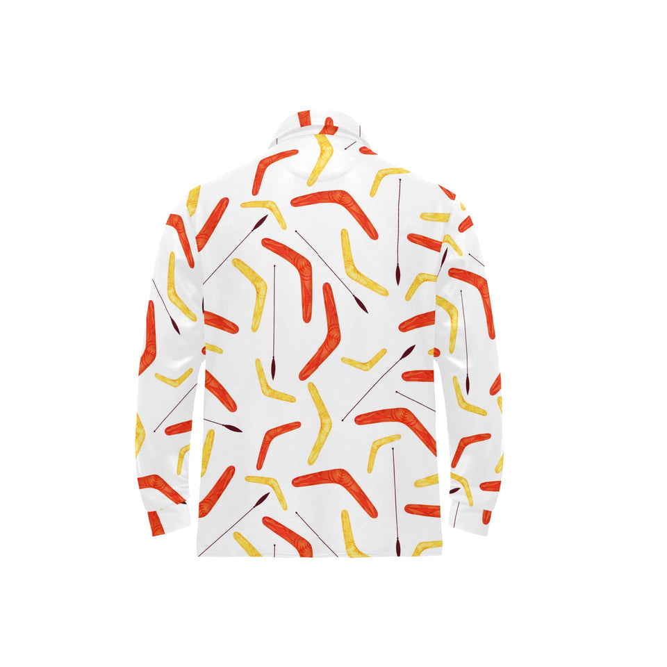 Waterclor boomerang Australian aboriginal ornament Men's Long Sleeve Polo Shirt