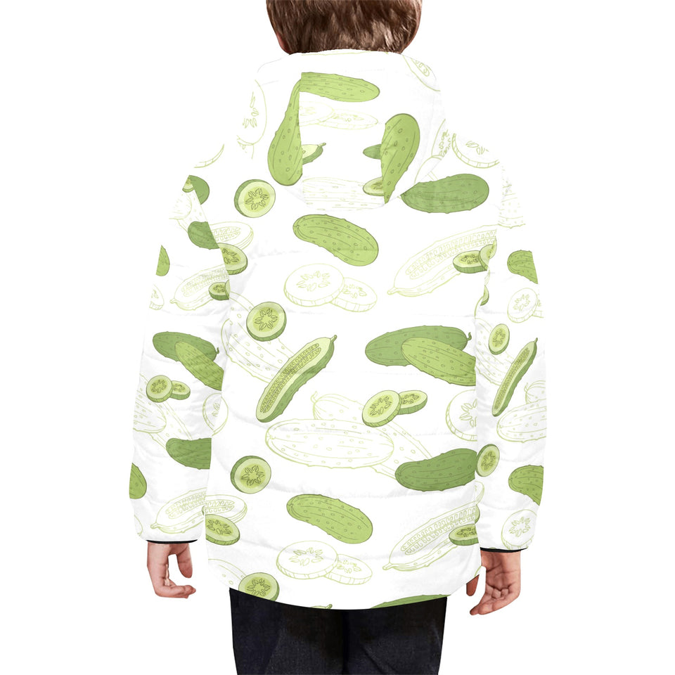 Cucumber sketch pattern Kids' Boys' Girls' Padded Hooded Jacket
