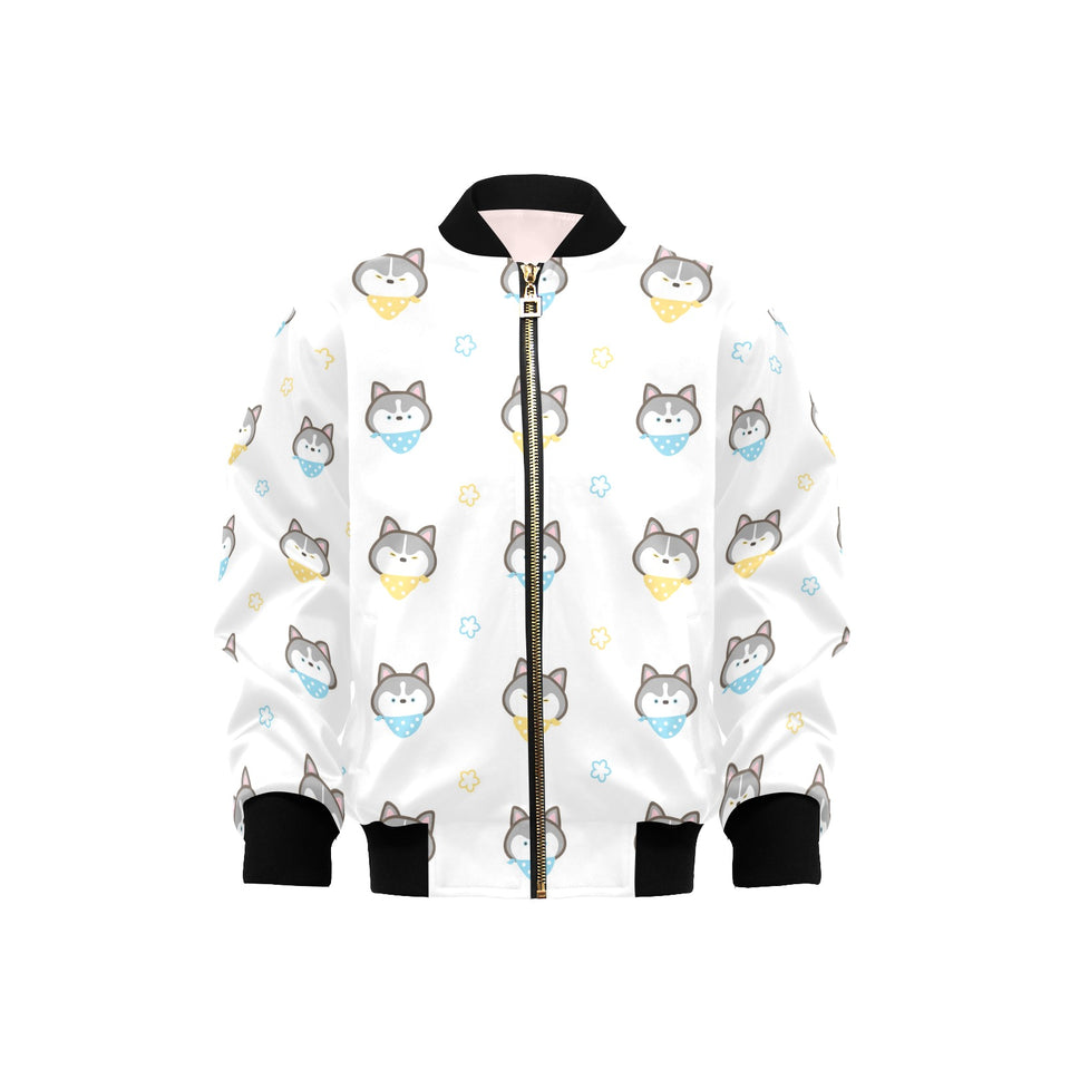 Cute Siberian Husky pattern Kids' Boys' Girls' Bomber Jacket