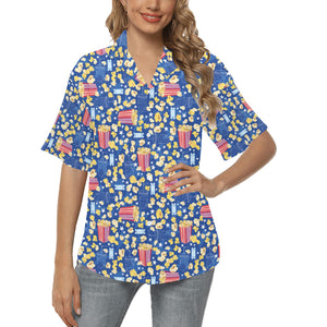 Popcorn Pattern Print Design 01 Women's All Over Print Hawaiian Shirt