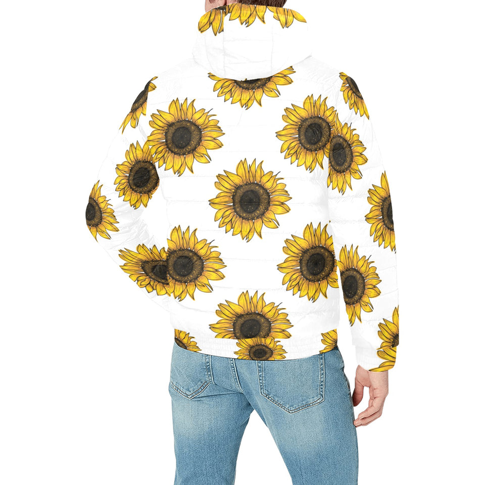 sunflowers design pattern Men's Padded Hooded Jacket