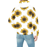 sunflowers design pattern Men's Padded Hooded Jacket
